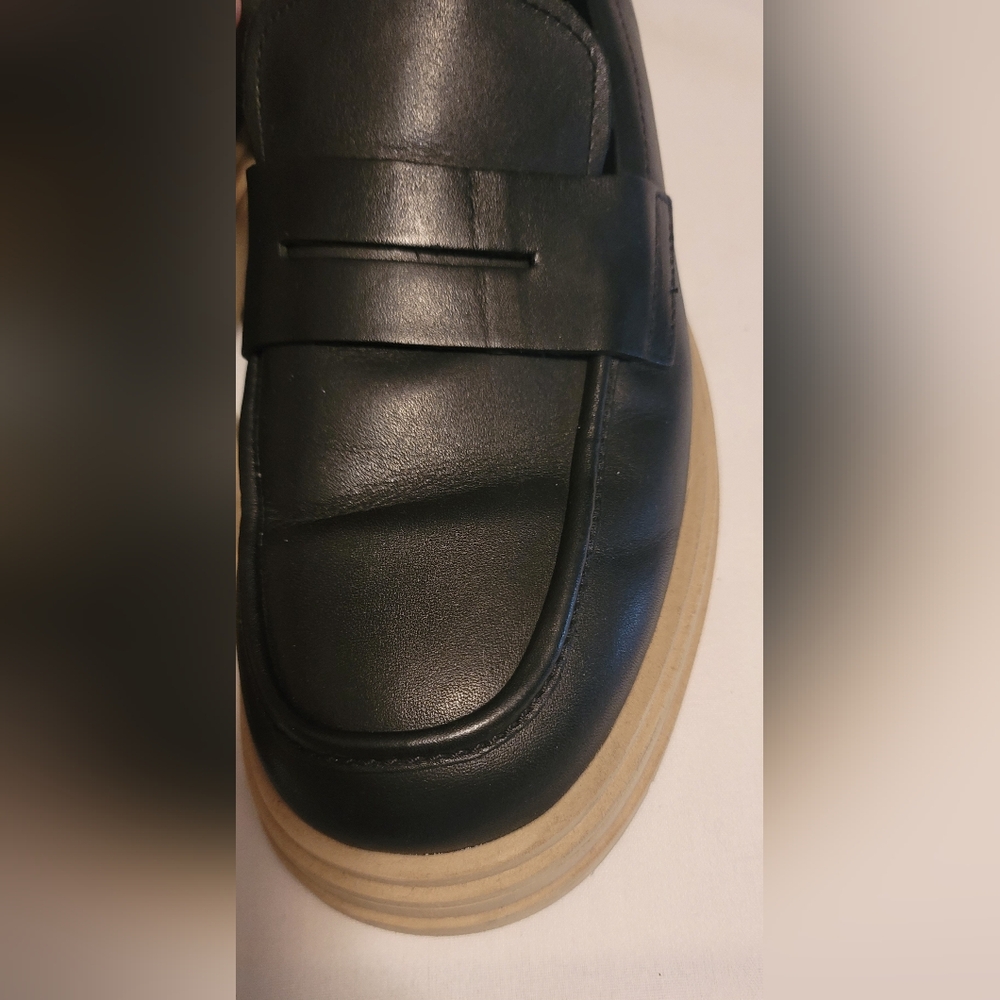 Zara Black Leather Slip-On Loafers Mens Size 45 - Picture 4 of 13